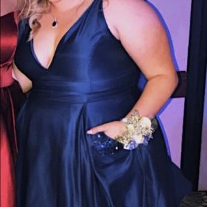 Navy blue prom dress with pockets